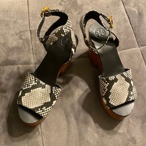 Tory Burch Snakeskin Platform Wedges